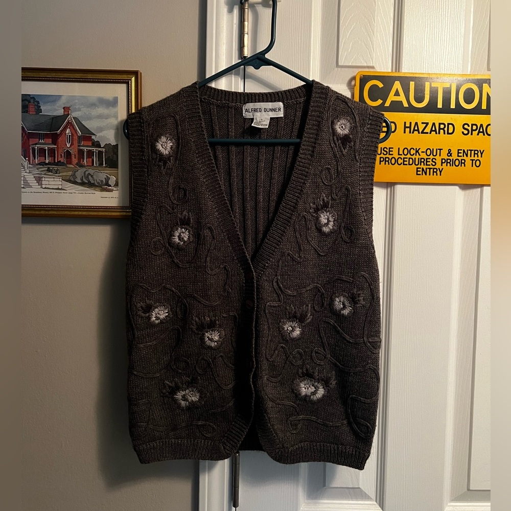 Alfred Dunner, Floral Wool Cardigan Vest - Women’s Small